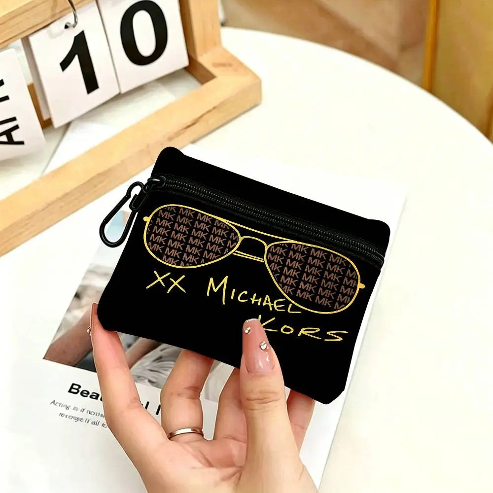 M-Michaels-Fashion-Kors Portable Oxford Fabric Mini Wallet Carabiner Design Small Coin Bag For Cards Keys Earphones