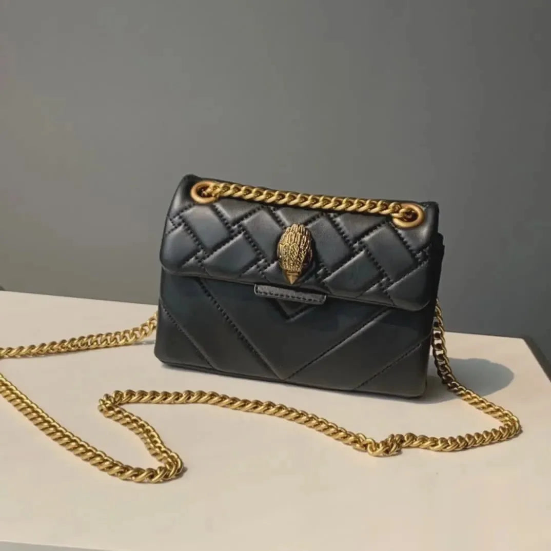 2026 New Metallic Rainbow Stripes Heart Bag PU Leather Chain Crossbody Purse