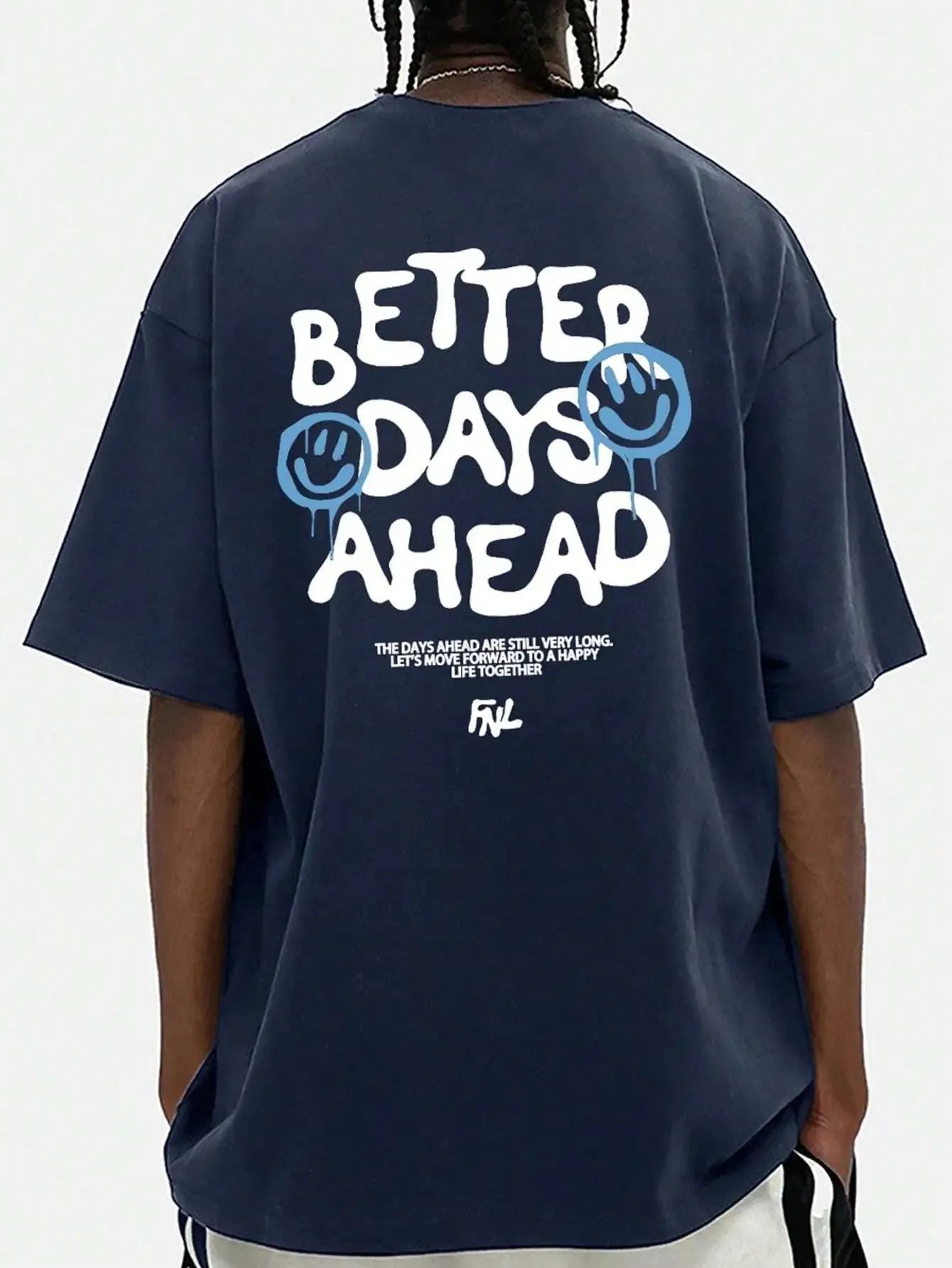 Better Days Ahead Men's Letter Pattern Round Neck Casual Large Size T-shirt Fashion Top Summer Loose T-shirt