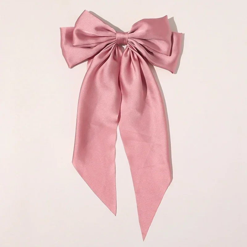 Women Girl Large Bow Hairpin Korean Headbands for Women Big Bowknot Barrettes Wedding Solid Color Ponytail Clip Hair Accessories