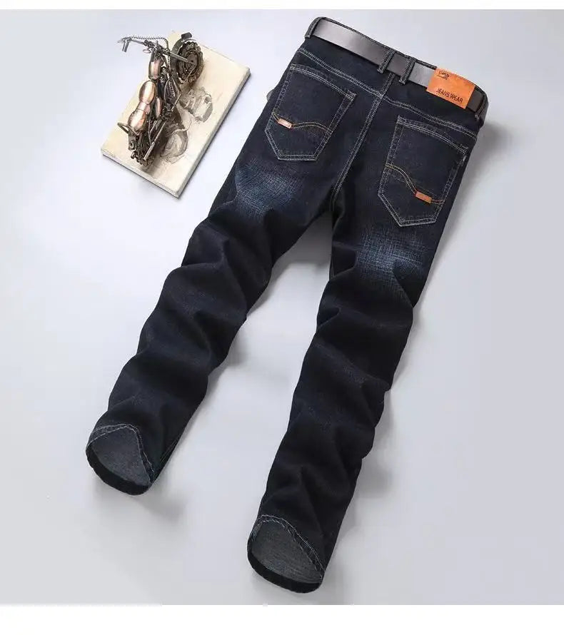 2025 Spring/Summer New Men's Jeans Micro Elastic Loose Straight Tube Business Casual Men's Pants Boutique Denim Series