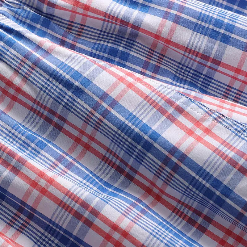 SEOBEAN Men's plaid Trunks Pajama Shorts Casual Tracksuit100% Cotton Comfortable Breathable Sleepwear