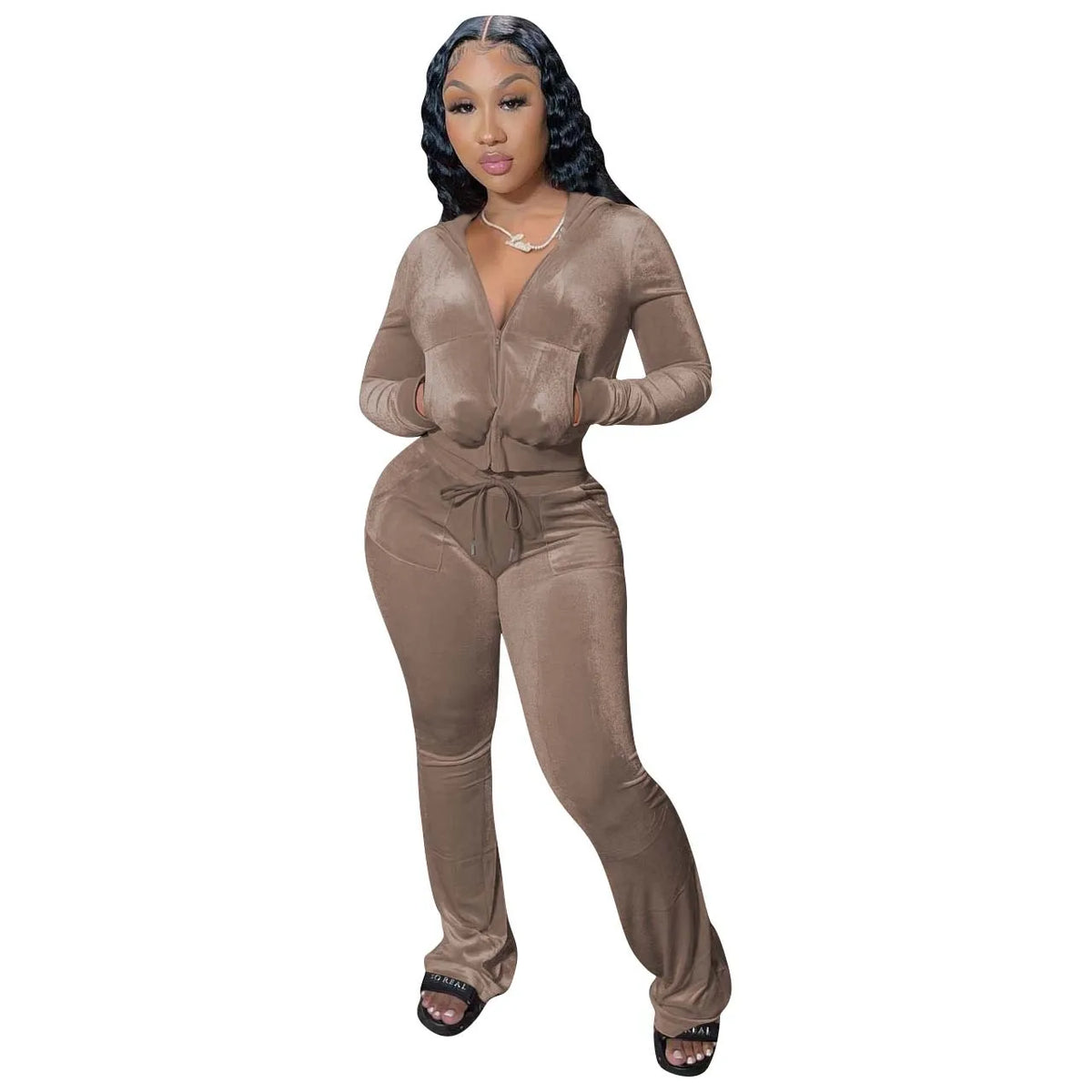 Fashion Sexy Slim 2 Piece Set For Women Casual Solid Hooded Zip Tops+High Waist Pants Sets Outfits Lady Sports Women's Clothing