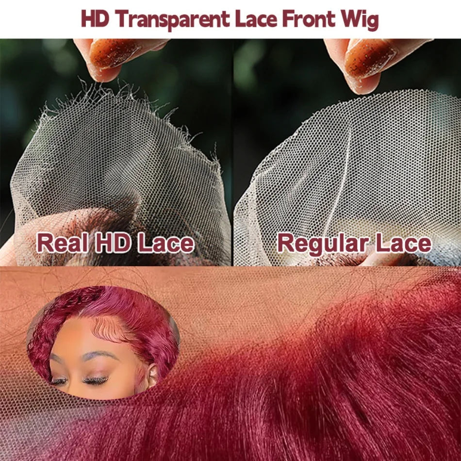 Wet And Wavy 99j Lace Frontal Wig Human Hair Burgundy 13x6 Hd Lace Frontal Human Hair Wig Red Curly Lace Front Human Hair Wigs
