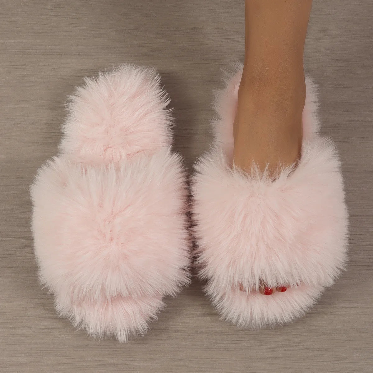Women's Indoor Slippers 2024 Autumn and Winter New Plush Home Lazy Slippers Anti-Slip Durable Fashion Warm Sandals Slippers