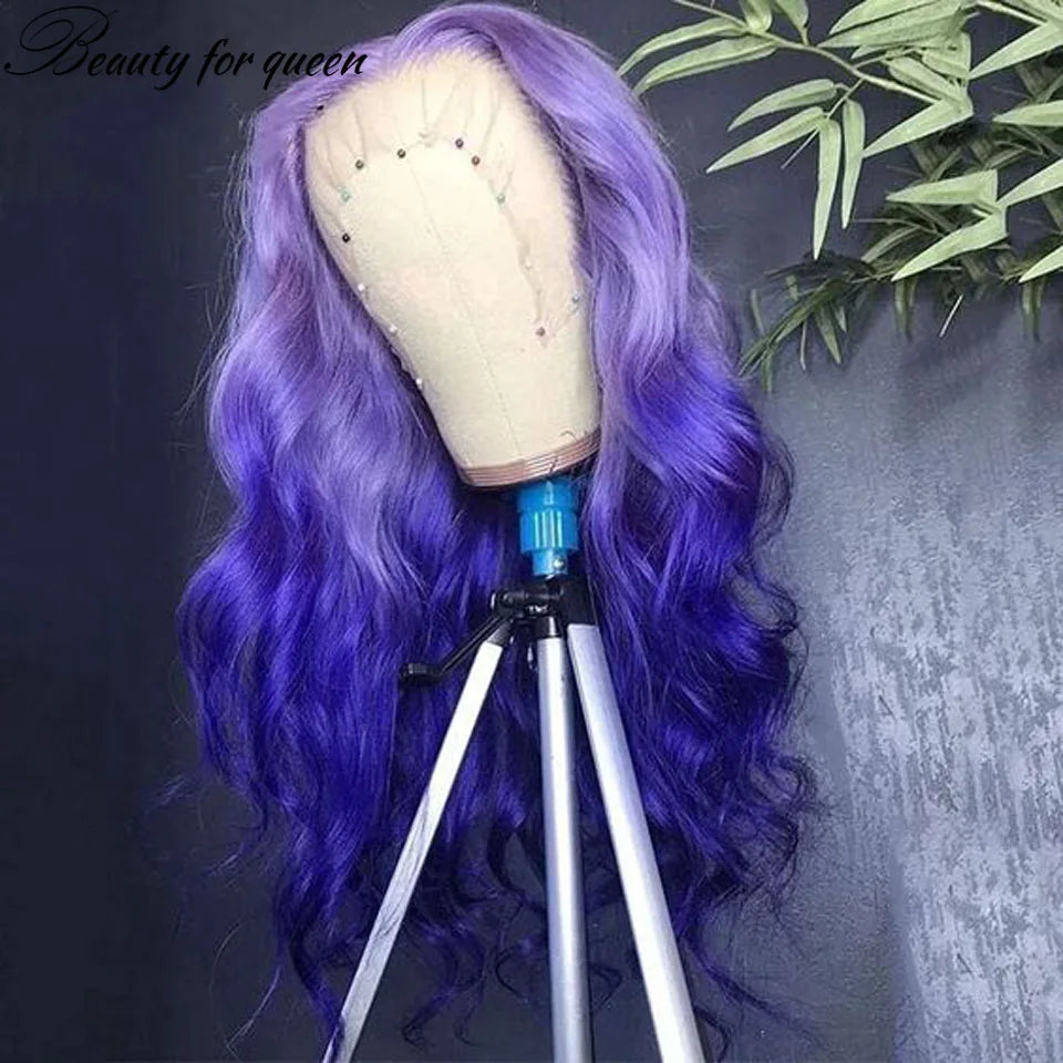 Body Wave Blue Lace Front Human Hair Wigs For Women 150 Density Brazilian Hair HD Transparent Lace Frontal Wigs With Baby Hair