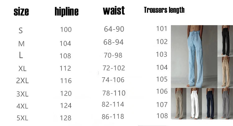2025 Spring/Summer New Men's Cotton and Hemp Pants Summer Fashion Casual Solid Color Loose Plus Size M-4XL