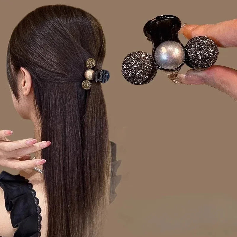 Korean 1/2pcs Sweet Black Red Bow Small Hair Claw Clip Princess Velvet Bow Hair Clip Claw Clamp Headwear Girls Women