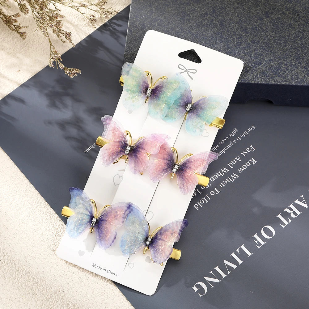 Butterfly Hairpins New Korean Yarn Elegant Metal Tassel Long Hair Clips For Women Hanfu Antique Party Hair Accessories