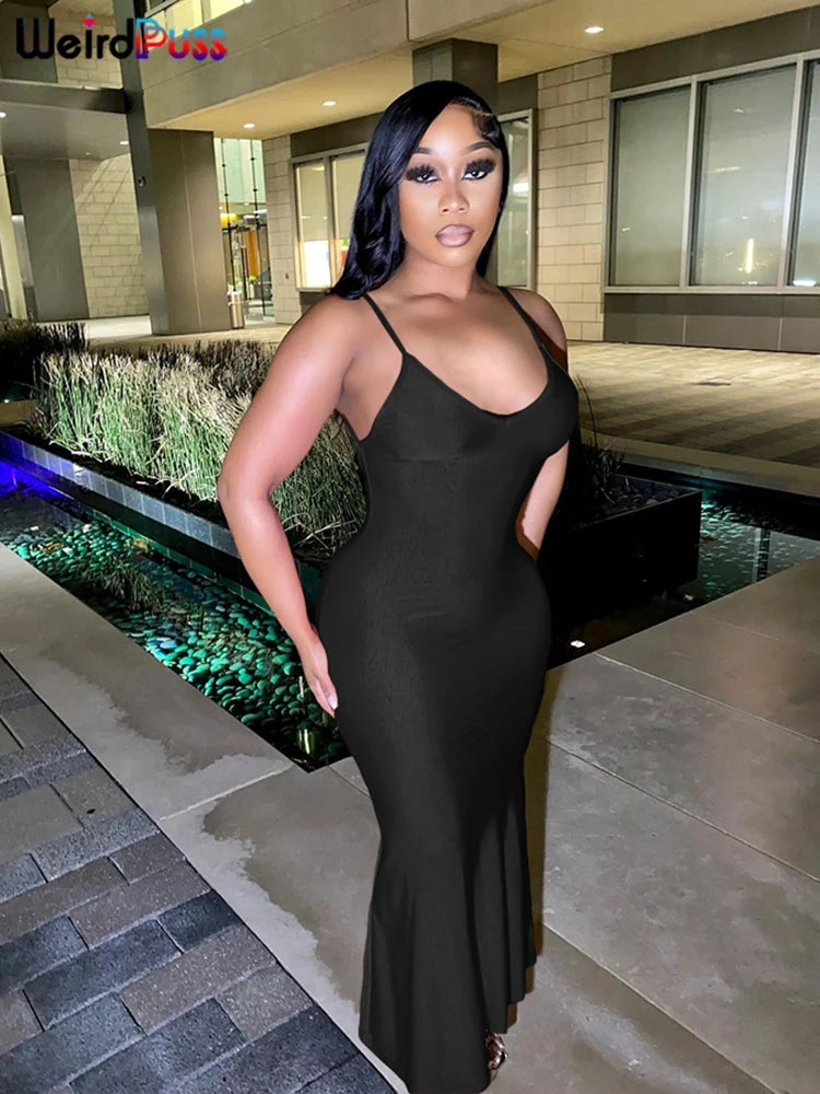 Backless V-Neck Mermaid Evening Maxi Dress — Women's Prom