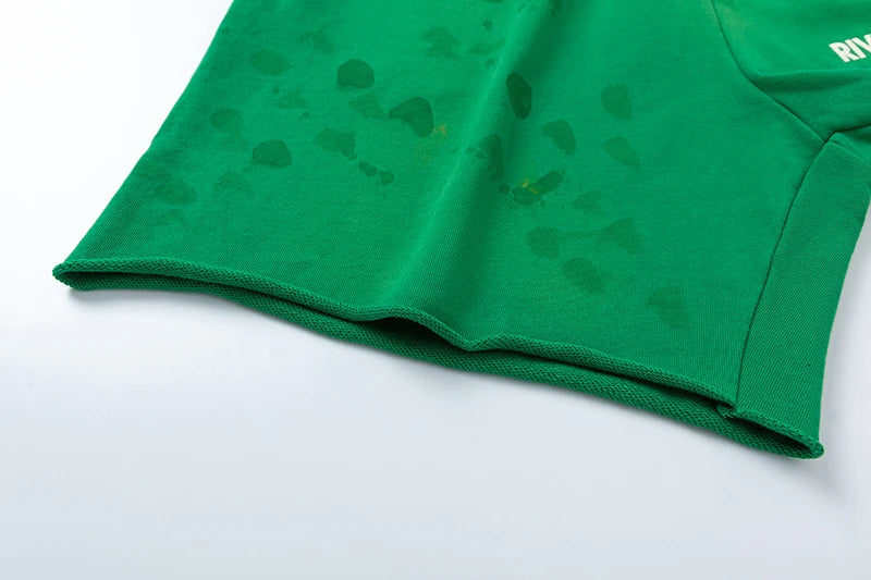 RRR123 2024 New Sports Shorts Heavyweight Washed Graffiti Print Vintage Drawstring Capris Casual High Street Loose Curled Y2K