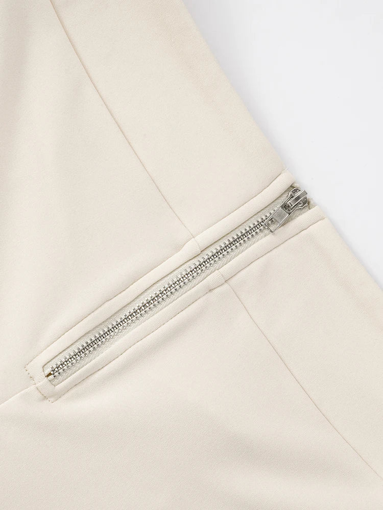 Weird Puss Lines Patchwork 2 Piece Set Women Zipper Cardigan Irregular Crop Top+Skinny Peach Hip Shorts Simple Sporty Streetweas