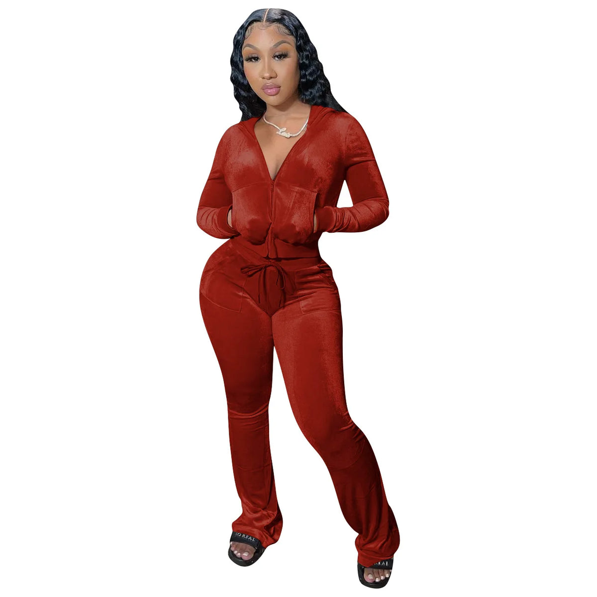 Fashion Sexy Slim 2 Piece Set For Women Casual Solid Hooded Zip Tops+High Waist Pants Sets Outfits Lady Sports Women's Clothing
