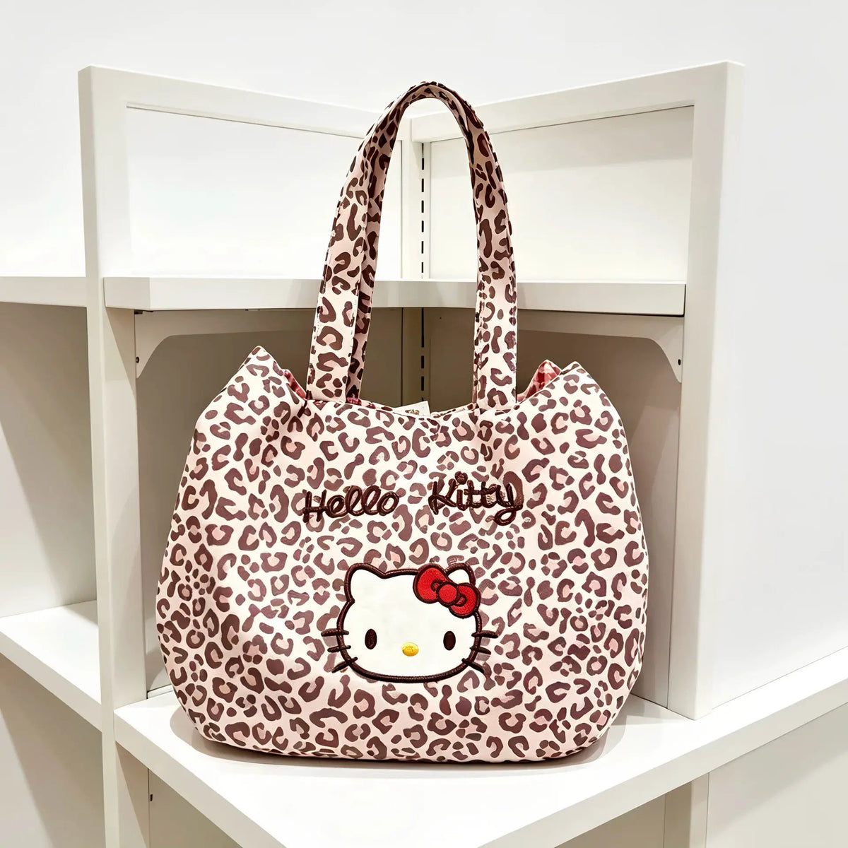 New Korean-inspired Leopard Print Embroidered Briefcase for Office Shopping Commuting and Versatile Wrist Bag