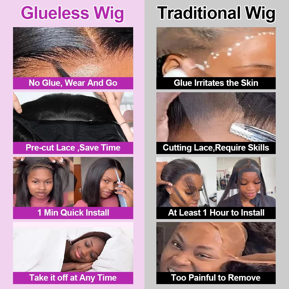 Short Bob Wigs Bone Straight 13x4 13x6 Hd Lace Front Wig Pre Cut 7x5 Glueless Wig Human Hair Ready to Wear And Go 250% Density