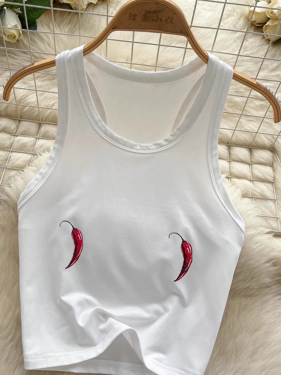 Foamlina Seaside Beach Suit Women's Swimsuit Two-piece Set Pure Desire Sleeveless Printed T-Shirt Vest Bikini Triangle Shorts
