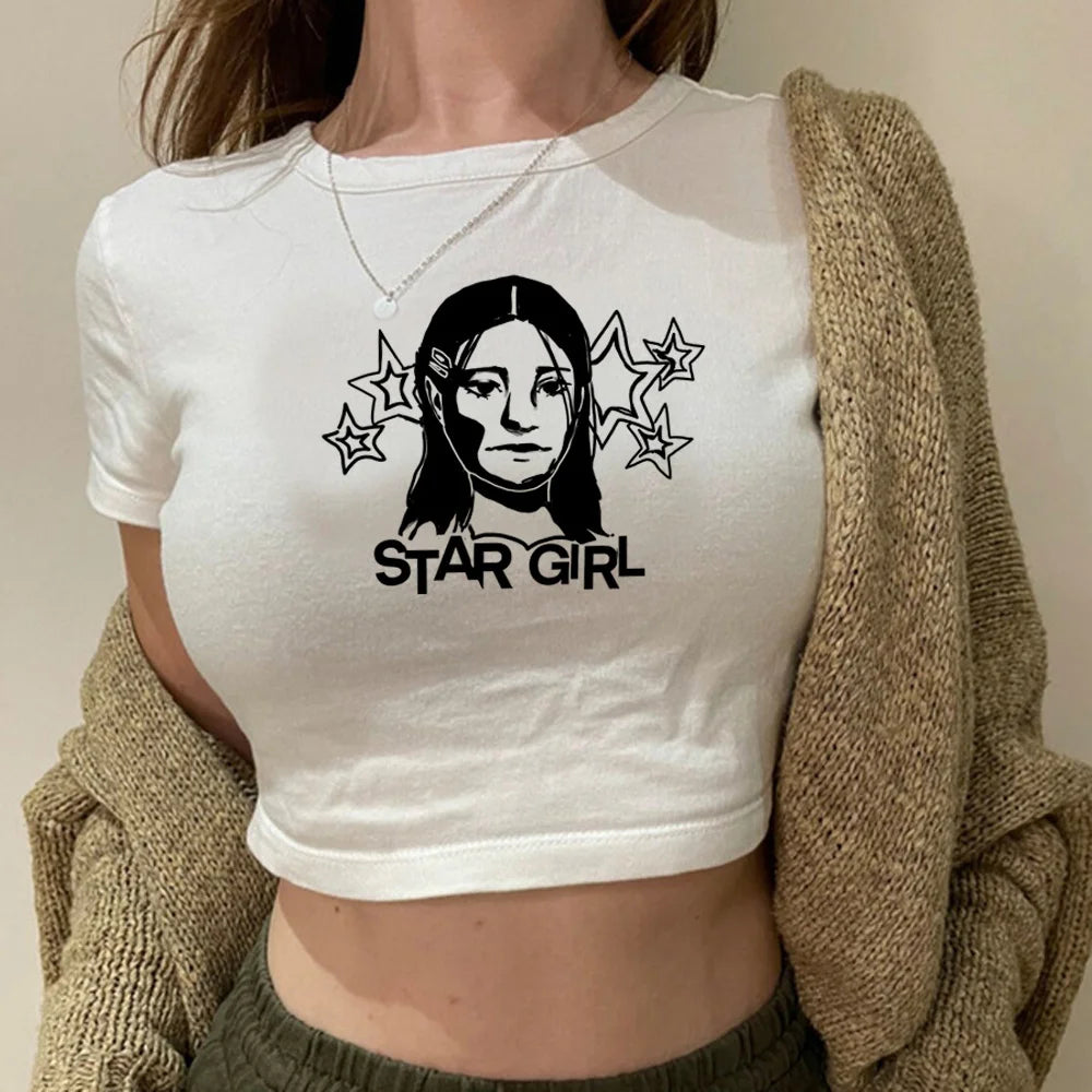 Star Girl Y2k gothic  yk2 crop top girl yk2 kawai cute hippie clothes crop top