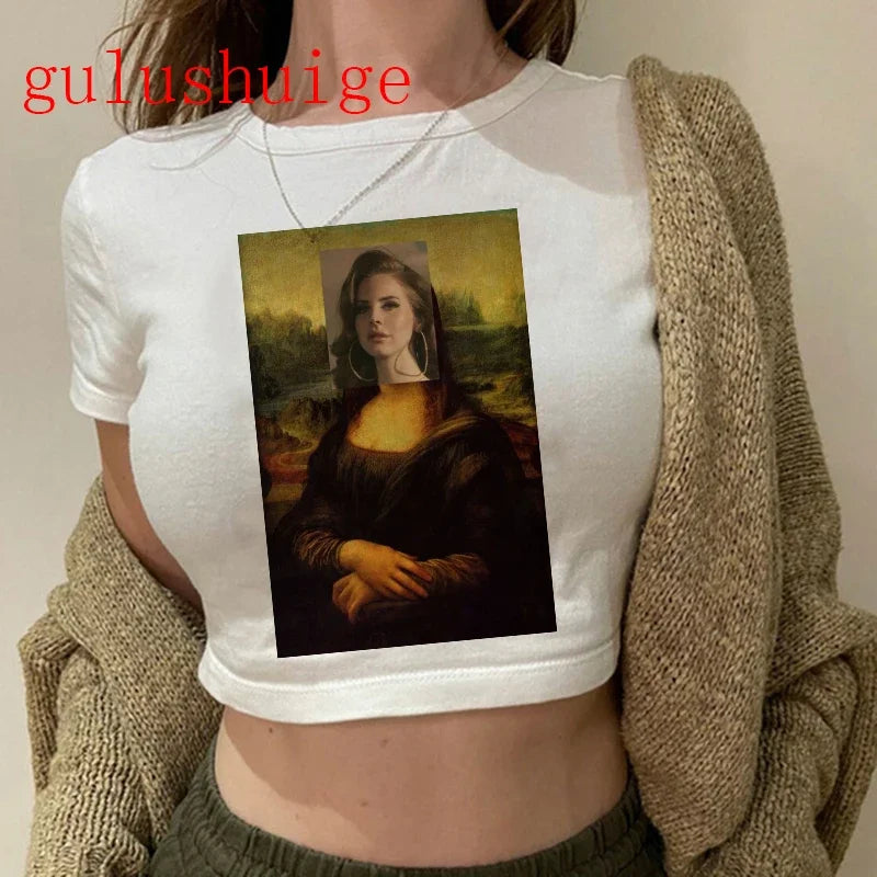 Crop Top Lana Del Rey Ldr Sailing Graphics T Shirt Cropped Harajuku Women Vintage Short-Sleeve T-Shirt Streetwear Female Tshirt