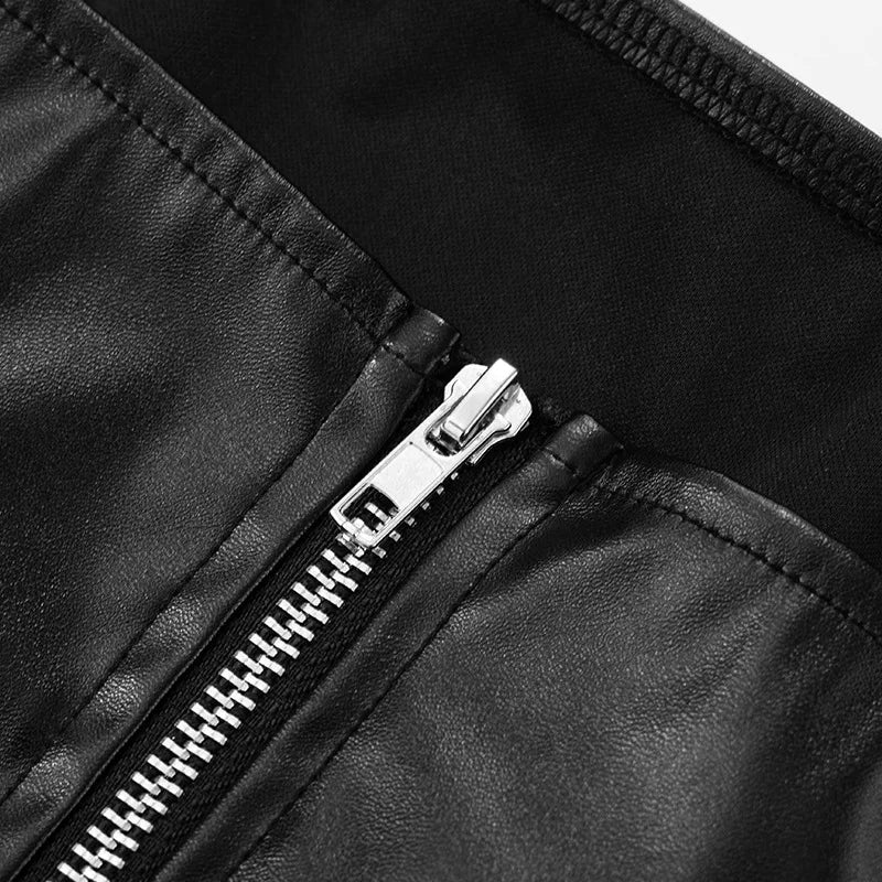 Nsauye Strapless Women Basic Casual Streetwear Night Club Fashion Summer Crop Tops PU Leather Mini Skinny Hollow Out Tank Tops