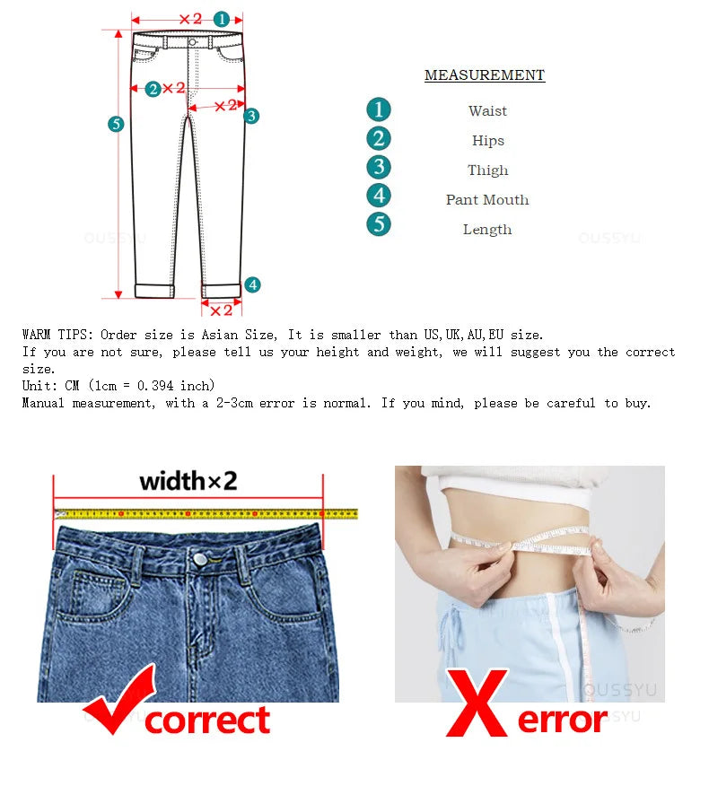 OUSSYU Woman Jeans High Waist Straight Wide Leg Cotton  Clothing Blue Streetwear Vintage Fashion Harajuku Women Trousers