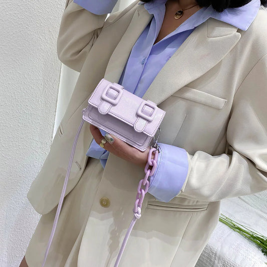 Candy Color Messenger Bags Mini Leather Handbag Women Shoulder Travel Purse for Outdoor Shopping Traveling Decoration