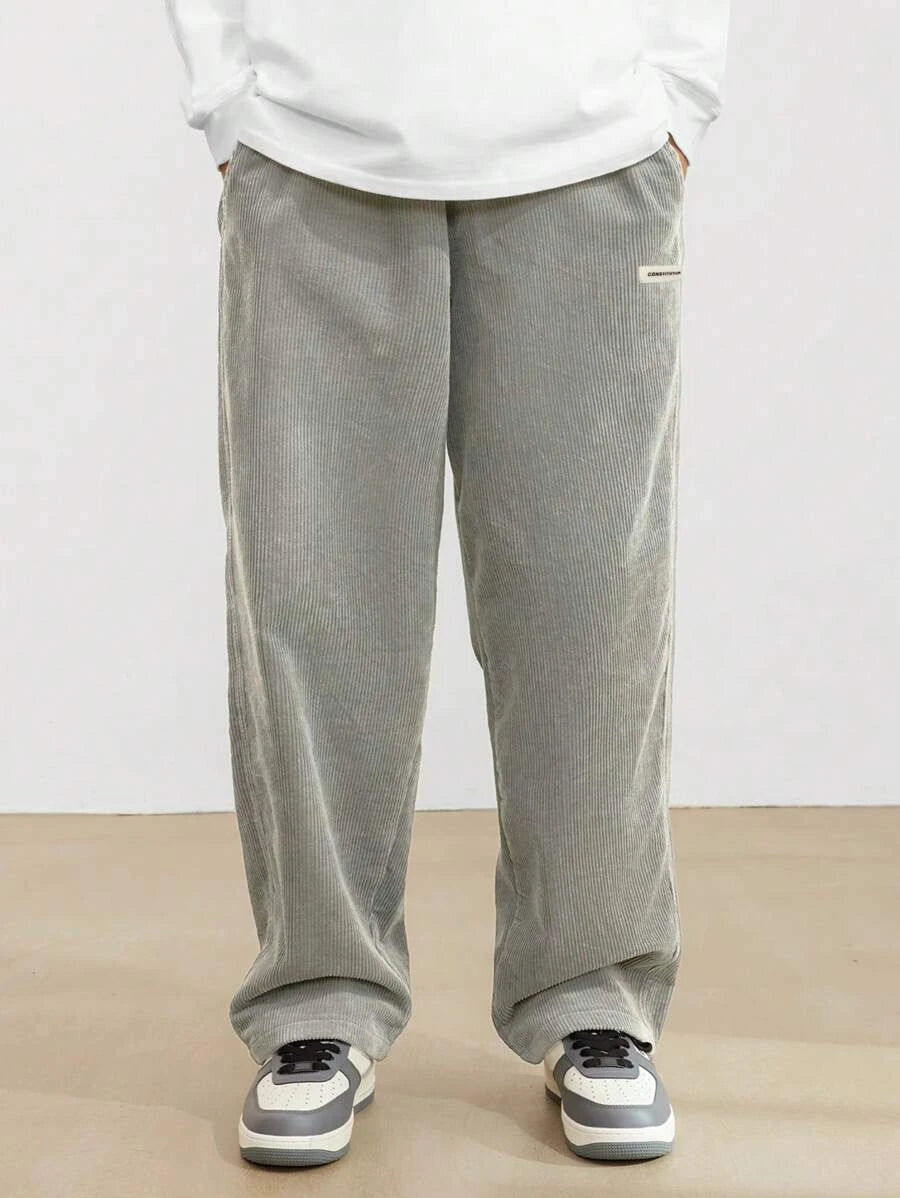 2026 new fashion Men's Corduroy Straight Casual Pants spring autumn Outdoor Streetwear with Drawstring Elastic Waist