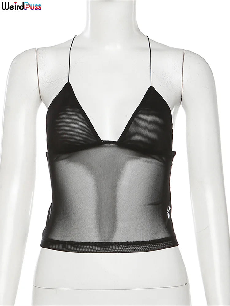 Weird Puss Halter Neck Women Crop Tops v Neck Backless Spaghetti Strap Butterfly Sexy Summer Fashion Clubwear Nightout Wild Vest