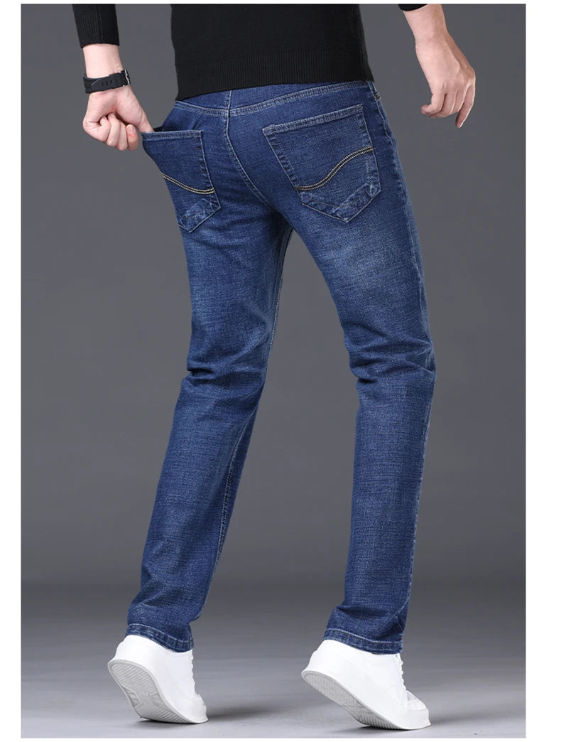 2024 Spring/Summer Men's Comfortable and Versatile Breathable Slim fit denim pants in three colors: straight leg thin pants