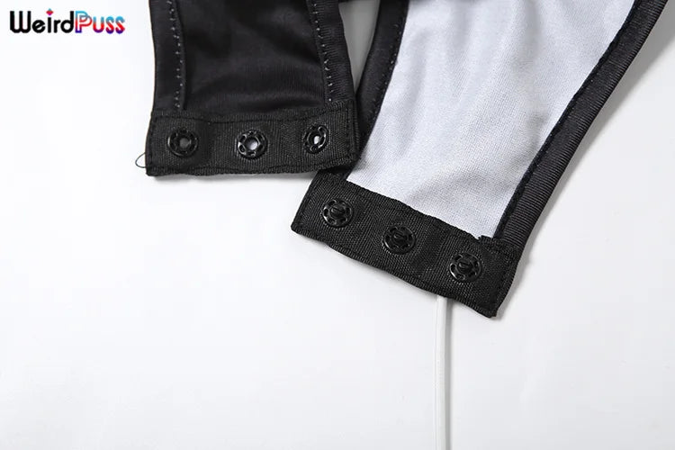 Weird Puss Halter Hollow Bodysuit Woman Summer Backless Straps Zipper Sexy Print Wild Fashion Trend Streetwear Skinny Clubwear