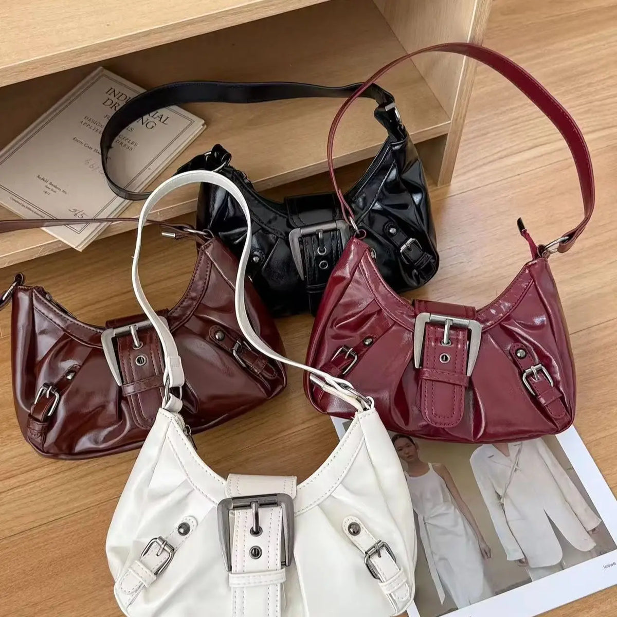 Retro Y2K  Pleated Hobo Shoulder Bag for Women Hot Selling Maillard Style Underarm Bag Clutch Handbags for Travel Work Shopping