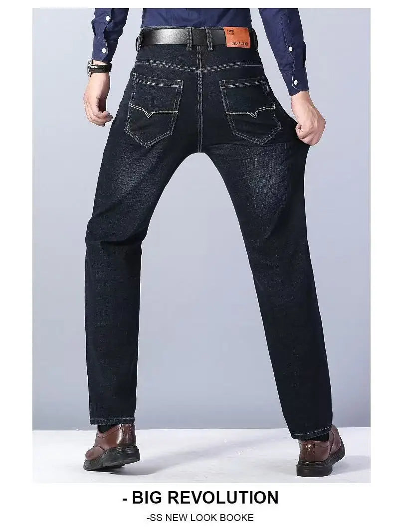 2025 Spring/Summer New Men's Jeans Micro Elastic Loose Straight Tube Business Casual Men's Pants Boutique Denim Series