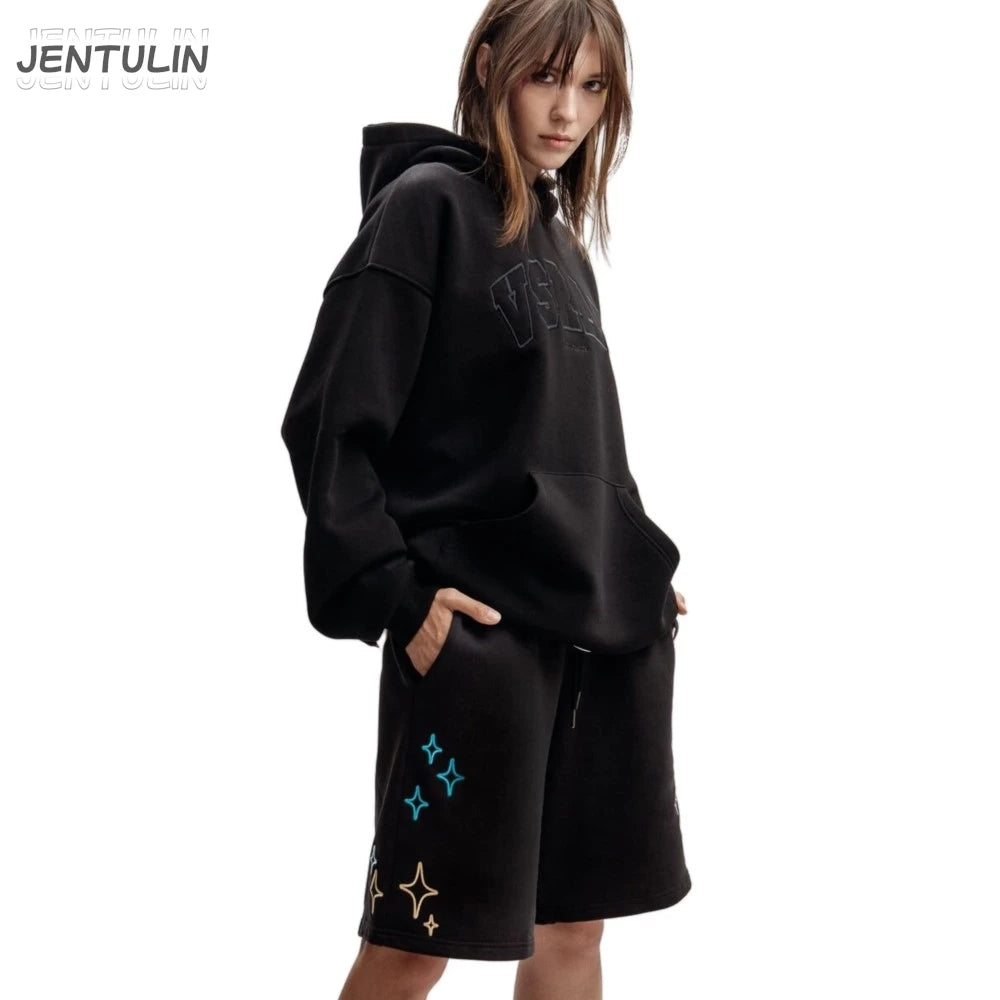 Streetwear Korean Men's Shorts Pants Constellation Graphic Star Print Oversized Jorts Baggy Harajuku Y2k Unisex Clothing Goth BF