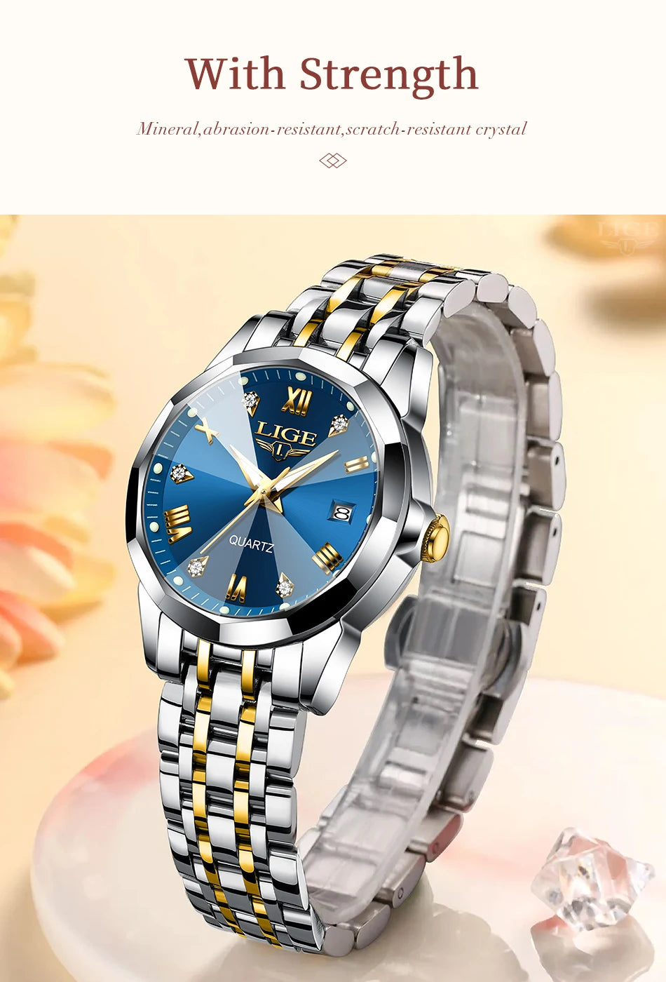 LIGE Elegant Ultrathin Nordic Simple Style Quartz Movement ladies Wristwatch Fashion Stainless Steel Bracelet Belt Watch