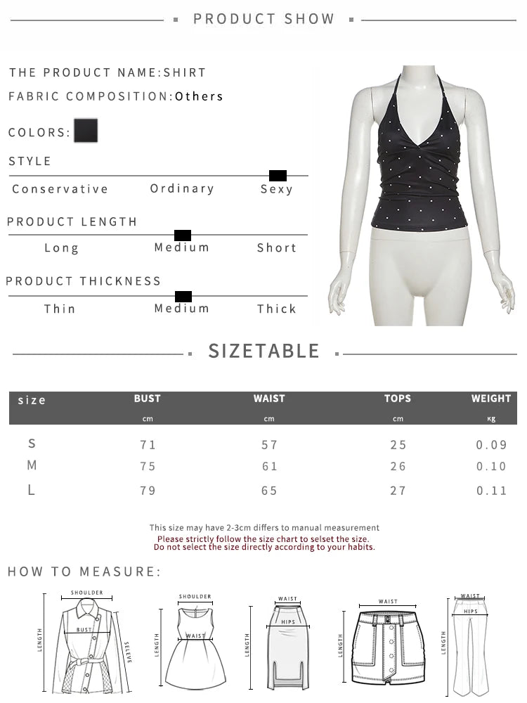 Weird Puss Polka Dot Print Tank Tops Women V-Neck Halter Lace-Up Backless Sleeveless Skinny Sexy Daily Street Summer Basic Vest