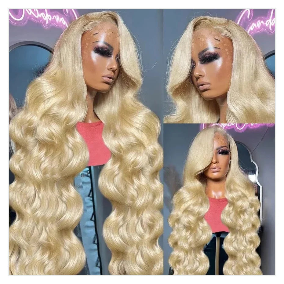Cyan Blue Body Wave Human Hair Wigs Vietnamese Raw Hair 13x6 HD Lace Frontal Wig Blonde 613 Lace Front Human Hair Wigs For Women