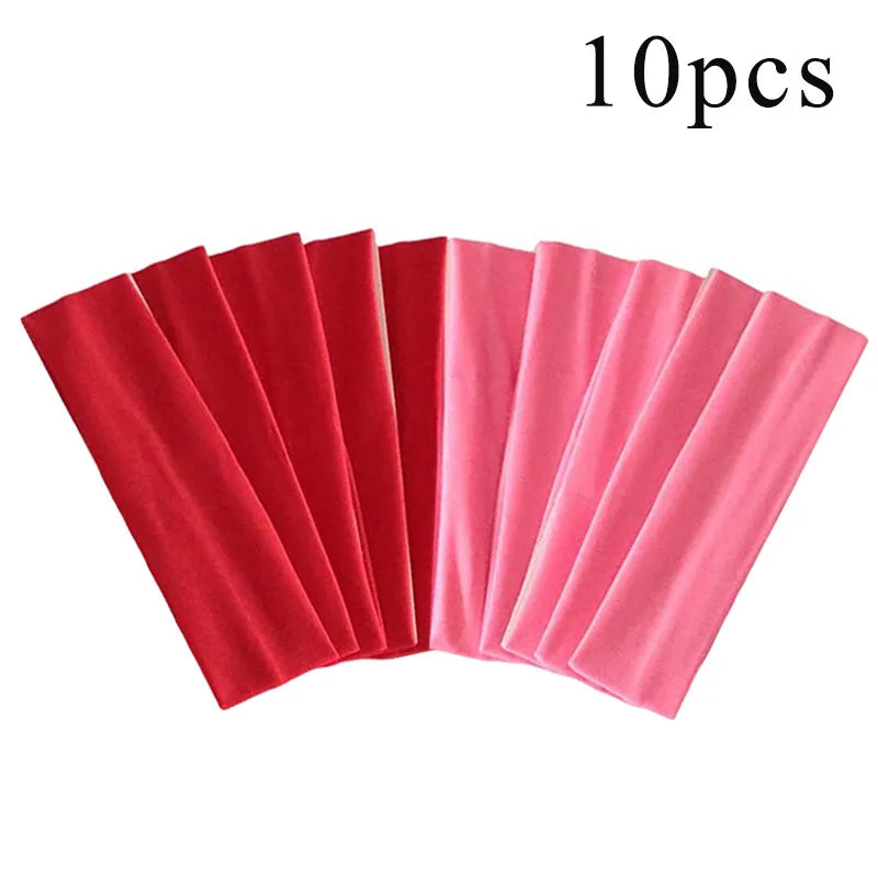 10 Pcs Elastic HairBand Fashion Headbands For Women Solid Color Sports Running Fitness Yoga Hair Bands Makeup Hair Accessories