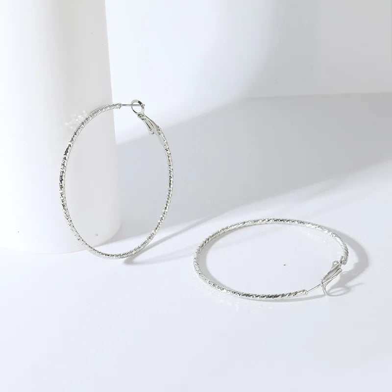 Geometric Large Circle Hoop Earrings For Women Statement Gold Color Ear Ring Fashion Jewelry Accessories Nightclub DJ Boho