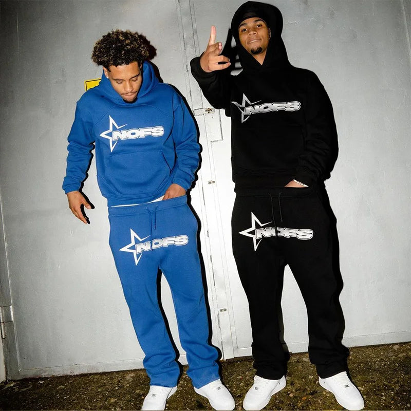 2024 New sweatsuit Letter Printing Streetwear Y2K Men's Hip Hop Oversized Hoodie Sweatshirt Sweatpant Casual Pants Sportswear