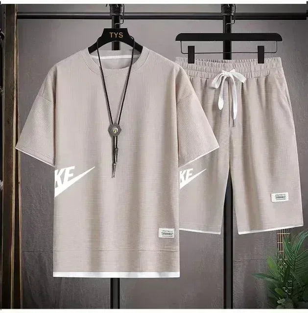 2025 Summer Men's Suit Casual Fashion Sportswear Men's Short-sleeved T-shirt + Sports Shorts Casual Men's Jogging Suit