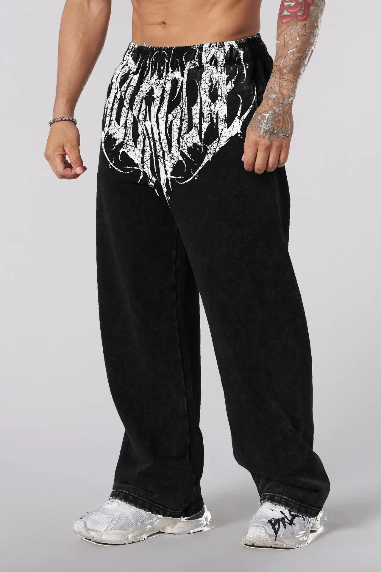 American Style Men's Sports Pants Joggers Muscle Fitness Casual Long Pants Loose Straight Pants Street Fashion Trendy Men's Pant