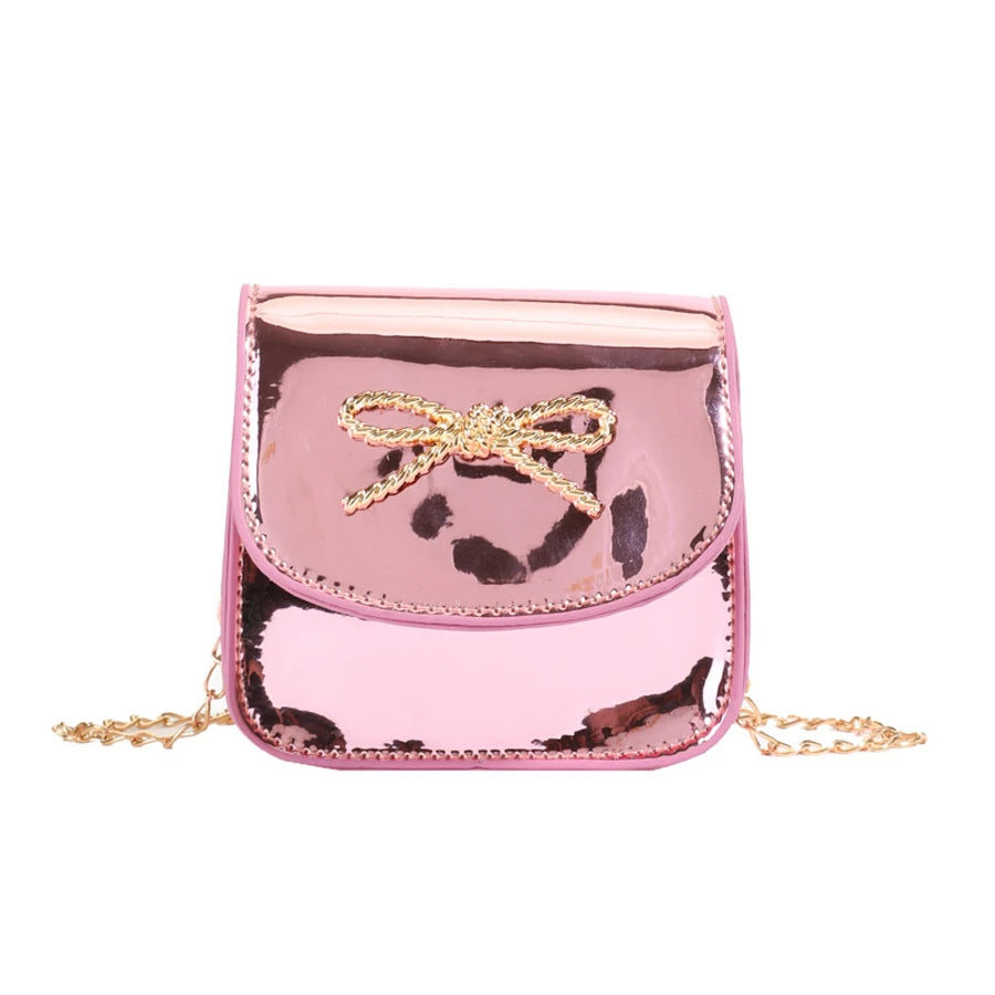 New Shiny Laser Small Square Bag with Bowknot | Mini Crossbody Bag with High-End Aesthetic | Stylish Commuter Crossbody Bag