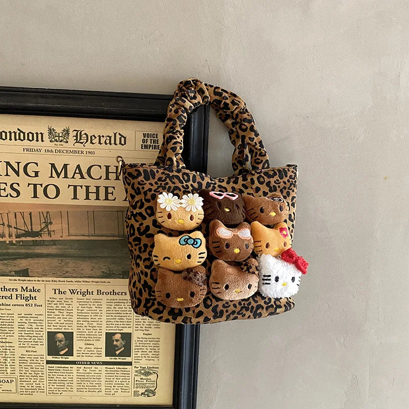 Cartoon Crossbody Bag Fashion Leopard Print Handbag for Girls Cute Women Toddler Shoulder Purse Travel Handbag Gift