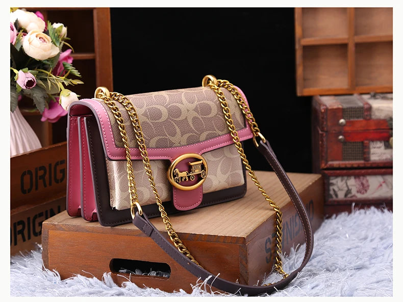 Light luxury women's bag 2025 new high-end color contrast single shoulder underarm bag designer fashionable crossbody small squa