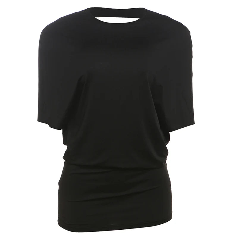 Weird Puss Sexy Backless Mini Dress Women Y2K Solid Trend Style o-Neck Half Sleeve Spicy Girls Street Fashion Skinny Outfits