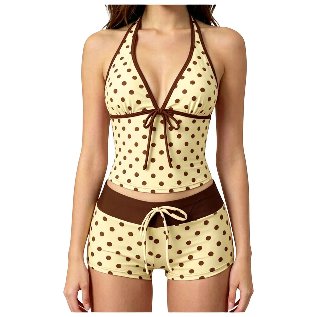 Tankini For Women 2 Pieces Bikini Sets Tankini Top With Shorts Cute Polka Dot Swimsuit Bathing Strapless Bikini Sets for Women