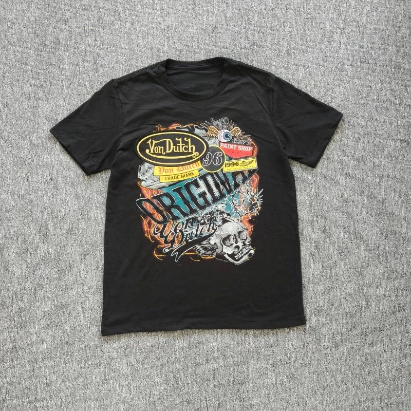 New Men Casual Round Neck Short Sleeve Pure Cotton T-Shirt Summer Vacation Top Funny Graphic Tees Y2K Street Wear