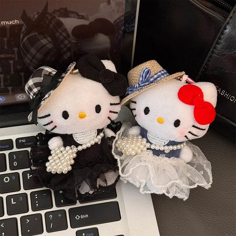 # Sanrio Hello Kitty Peripheral Doll Keychain Cute Fashion Sunglasses Kt Cat Keyring Backpack Plush Toy key chain Birthday Gifts