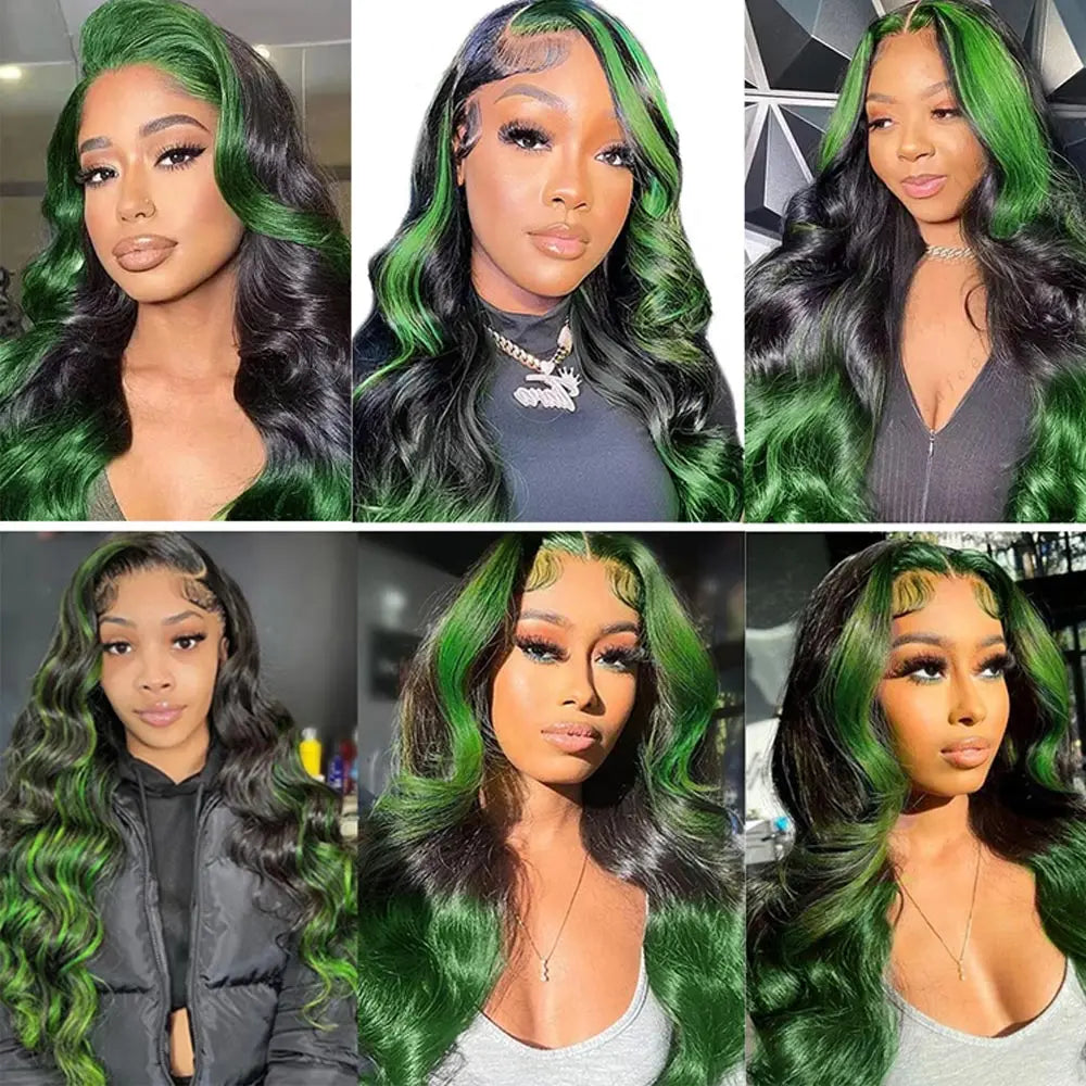 30 40 Inch Green Body Wave Human Hair Lace Front Wigs 13x4 13X6 HD Lace Frontal Wig Brazilian Colored Highlight Wig Human Hair