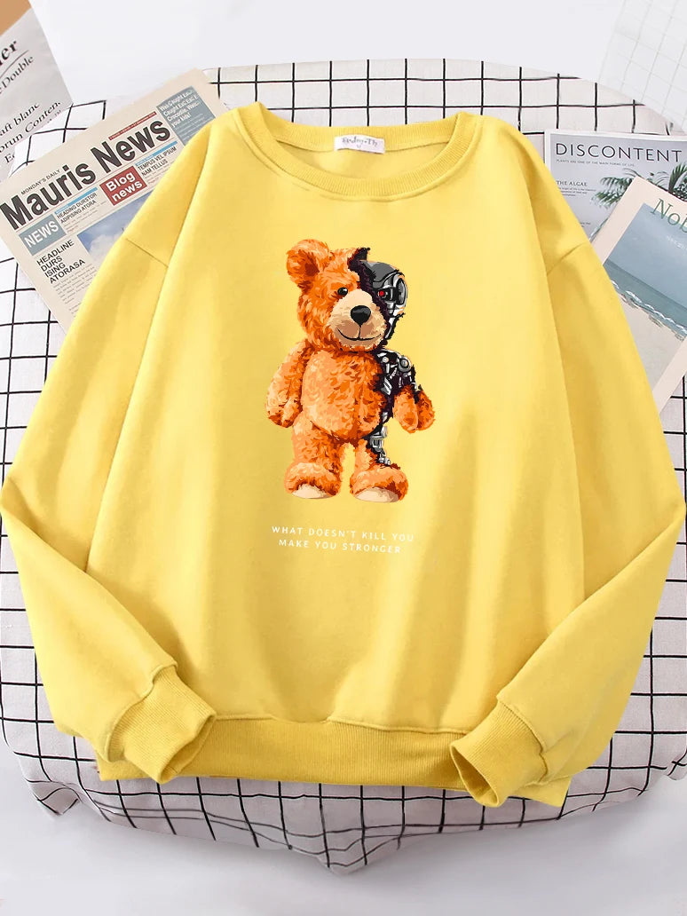 Teddy Bear Show You What I Am Really Look Like Hoodie Female Hipster Oversize Hoody Casual Sweatshirt Streetwear Soft Pullovers