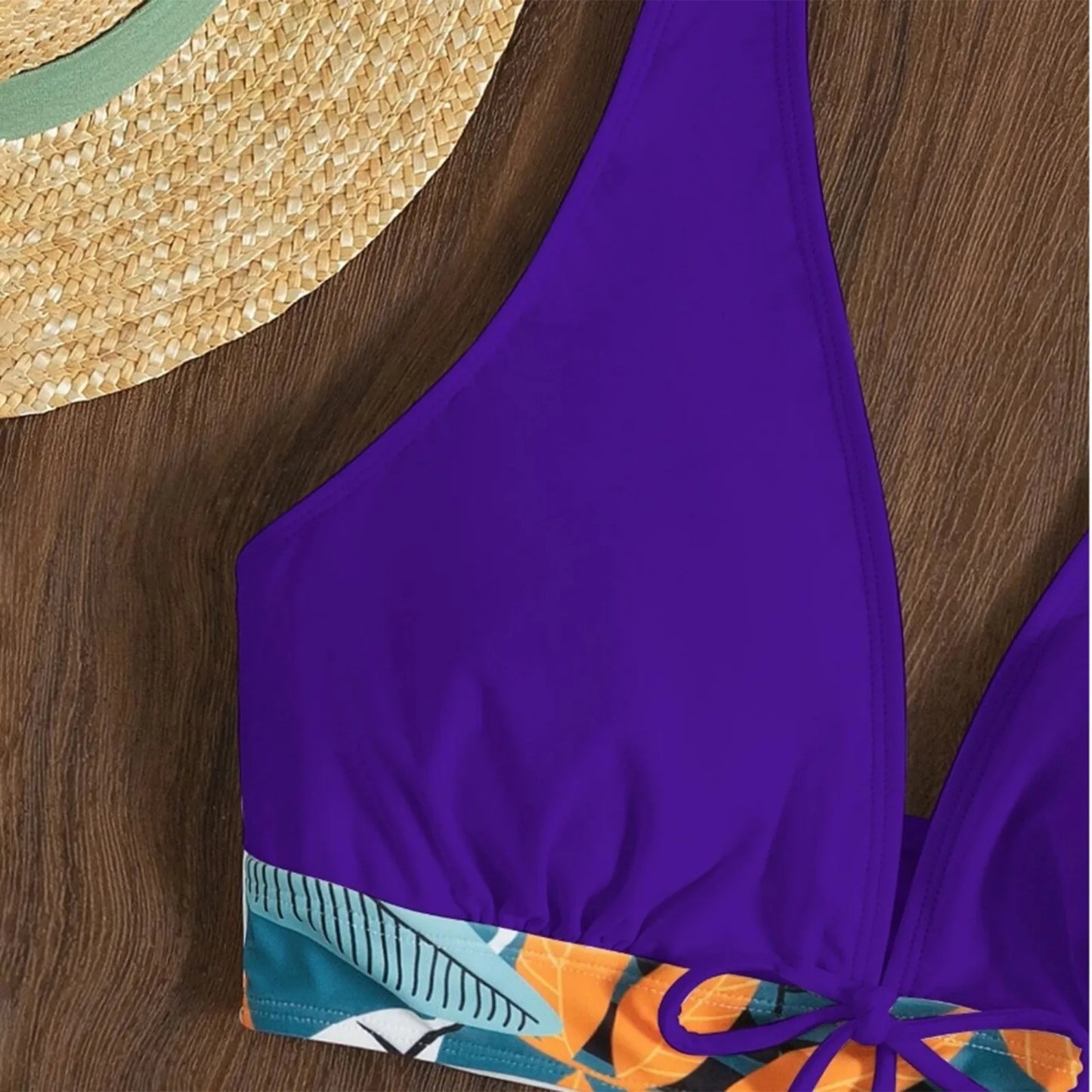 Shorts Bikinis Set  High Waist Swimsuit Women Swimwear  Plant Print Bathers Bathing Swim Suit Beachwear